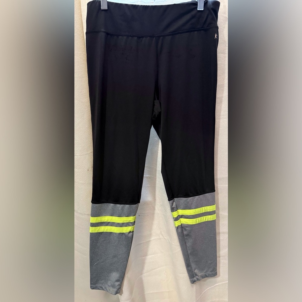 301 Danskin Now Black Leggings with Gray and Yellow Accents